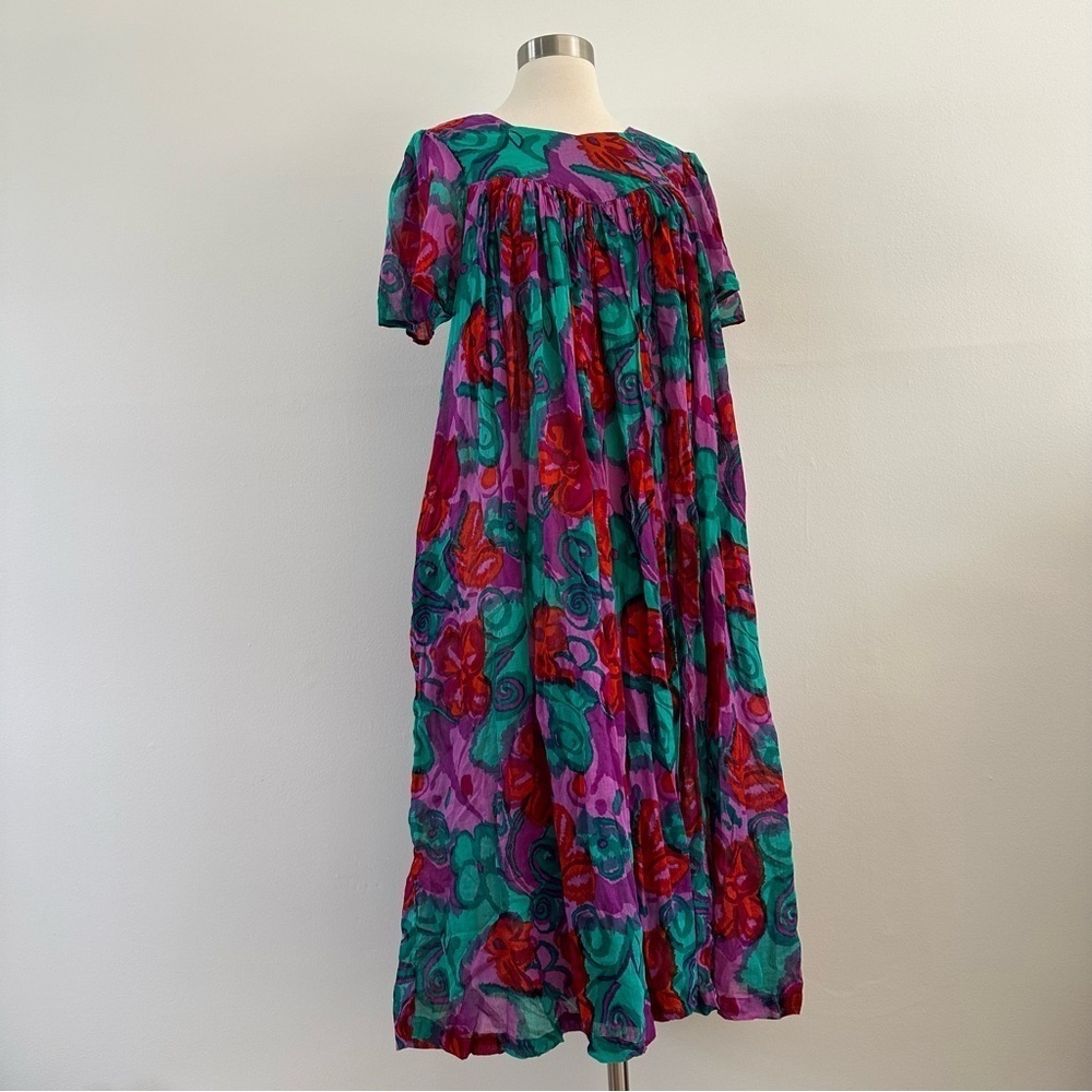 Vintage Midi Maxi Dress 100% Cotton Floral Sz S